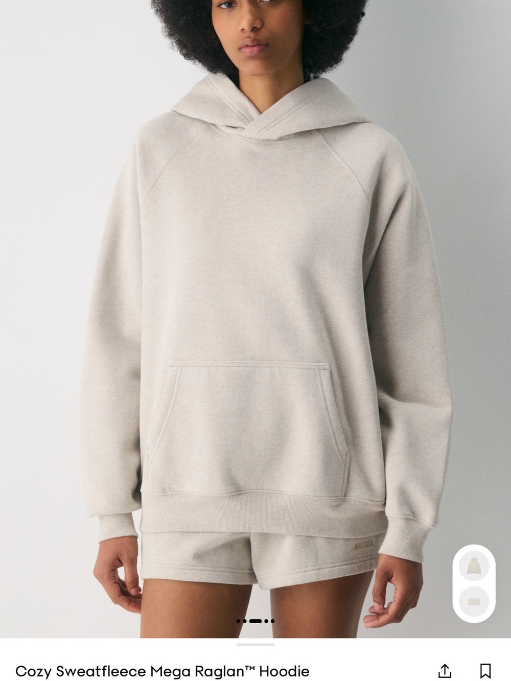 Aritzia Oversized Raglan Hoodie — Light Cream